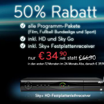 Special Angebot: Sky Komplett-Paket (mit HD Sender, SkyGo und Sky+ Festplattenreceiver) für nur 34,90€ im Monat