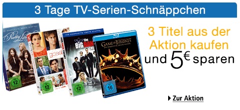 3 Tage TV-Serien-Schnäppchen - 3 Titel kaufen und 5€ sparen
