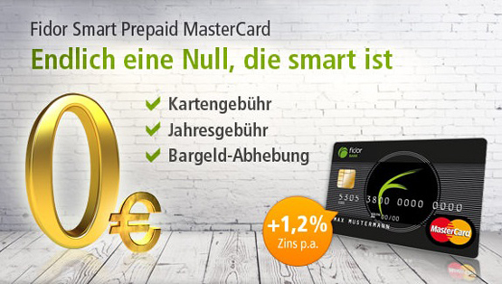 Kostenlose Mastercard Prepaid Kreditkarte bei der Fidor Bank