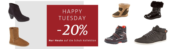 Nur heute ganze 20 Prozent Rabatt auf die gesamte Schuh-Kollektion bei C&A