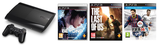 Sony PlayStation 3 500GB Super Slim mit Beyond Two Souls, The Last Of Us und Fifa 14
