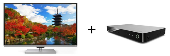 Toshiba 50L7363DG - 50 Zoll 3D LED-Backlight-Fernseher + Toshiba BDX4400KE 3D Blu-ray-Player