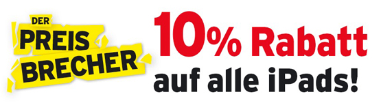 10 Prozent Rabatt auf alle iPad Geräte bei Interdiscount in der Schweiz