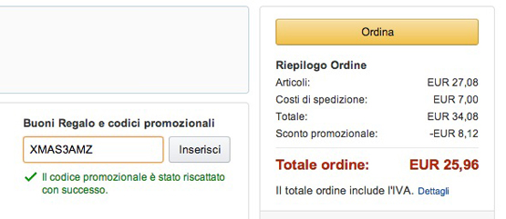 Bestellvorgang Amazon Italien