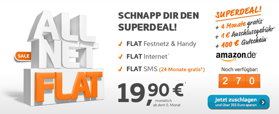 Simyo Allnet Flat, SMS Flat und Internet Flat