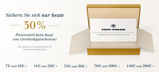 Tom Tailor Geschenkgutscheine