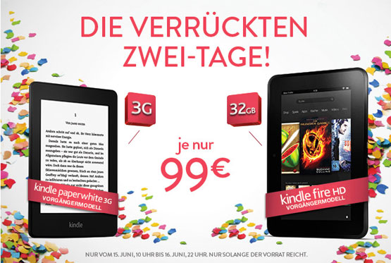 Kindle Papherwhite 3G und Kindle Fire HD (32GB) für je nur 99€ inkl. Versand