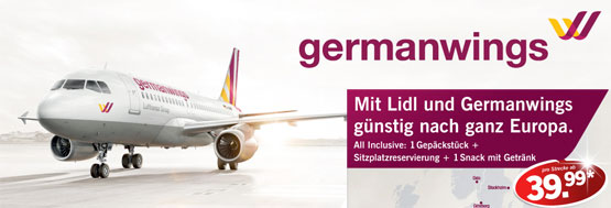 Lidl germanwings fliegen one way günstig