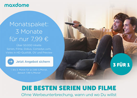 maxdome testen günstig angebot aktion schnäppchen