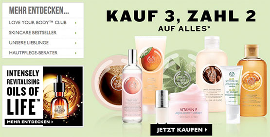 body shop aktion 3für2 günstig