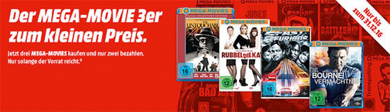 3 für 2 Filme Bluray DVD Angebot Deal