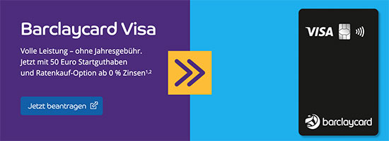 Barclaycard Visa Kreditkarte Startguthaben kostenlos kostenfrei