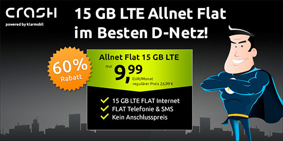 Telekom 15GB LTE Internet-Flat (mit bis zu 150Mbit) für 9,99€ monatlich