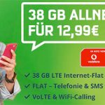 🔥 Vodafone Allnet-Flat mit 38GB LTE inkl. VoLTE & WiFi-Call für 12,99€ mtl. 🔥